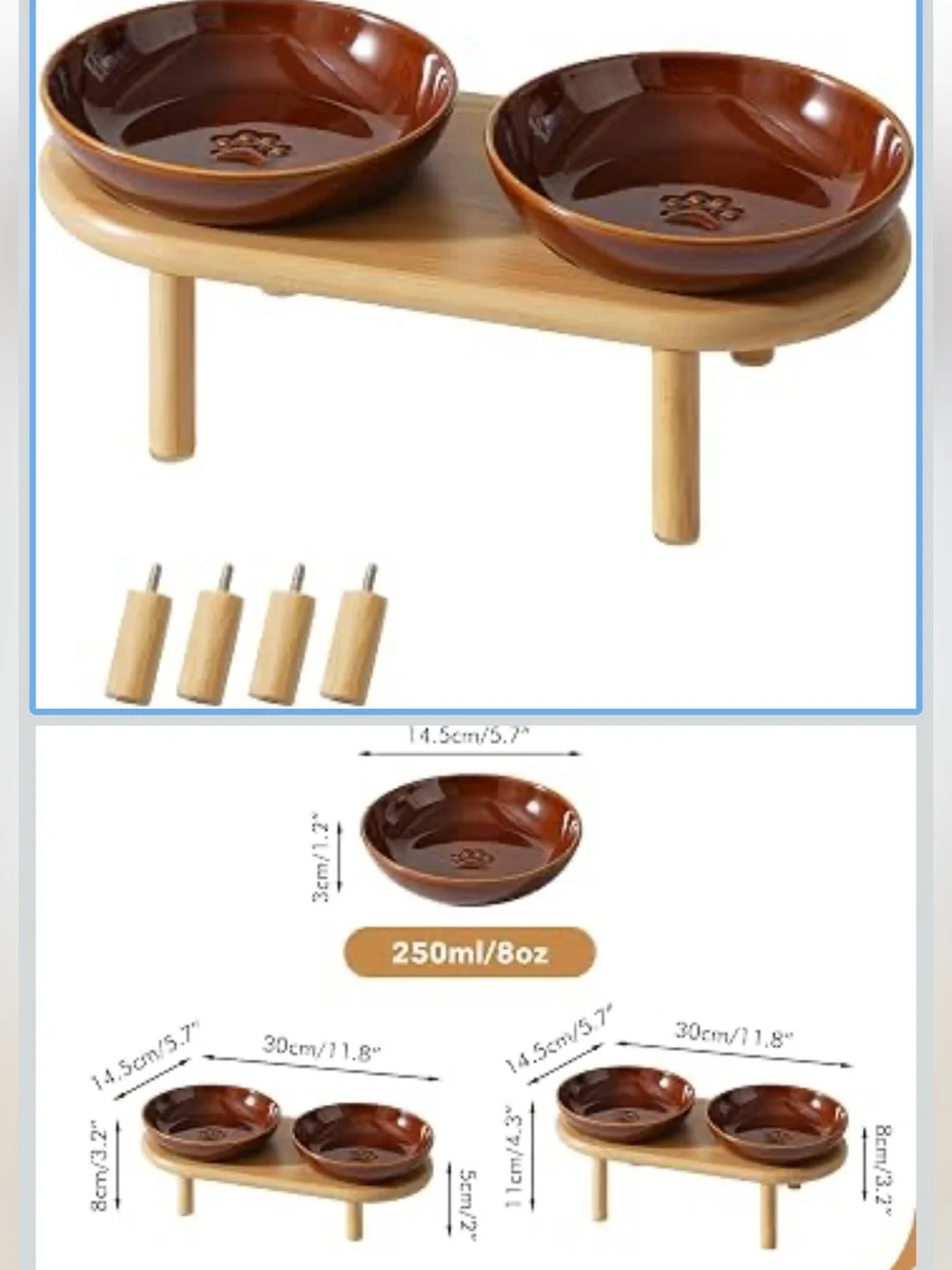 Elevated Cat Bowls Raised Ceramic Cat Bowl, 5.7” Wide Opening Cat Food Bowl